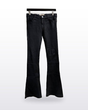Current/Elliott Black Lamb Leather Flare Pants sz 27-0