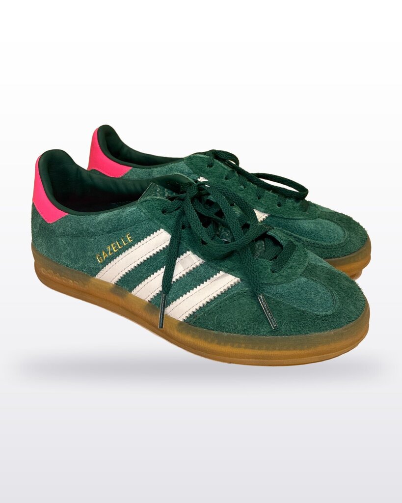 adidas Gazelle Indoor Green Pink Suede Sneakers sz 6