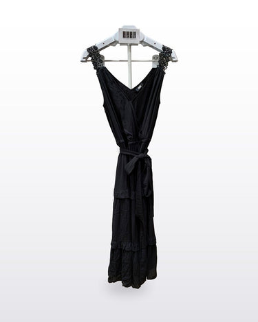 Paige Black Tiered Sleeveless Maxi Dress sz S?