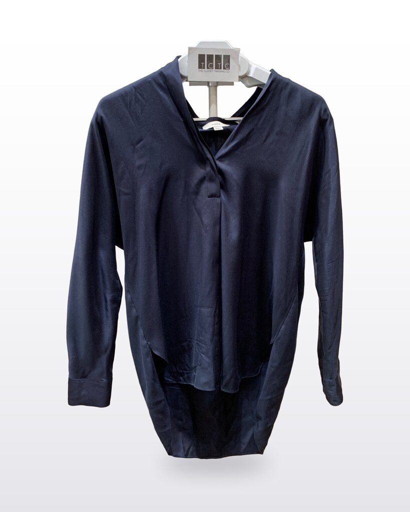 Vince Navy Long Sleeve V-Neck Blouse sz XXS/TTP