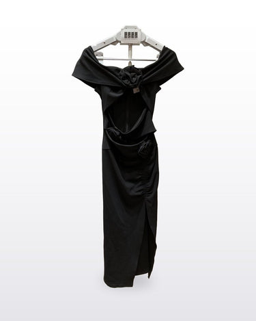Elliatt Off-the-Shoulder Rosette Cutout Midi Dress sz S