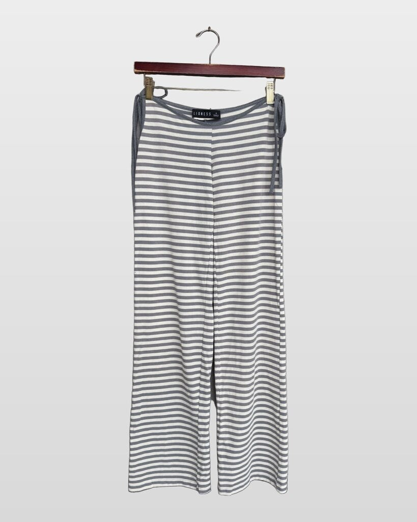 Lioness Grey & White Striped Wide Leg Pants sz S