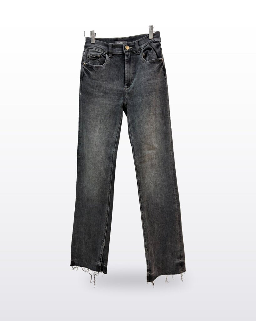 DL1961 Washed Black Raw Hem Straight Leg Jeans sz 24