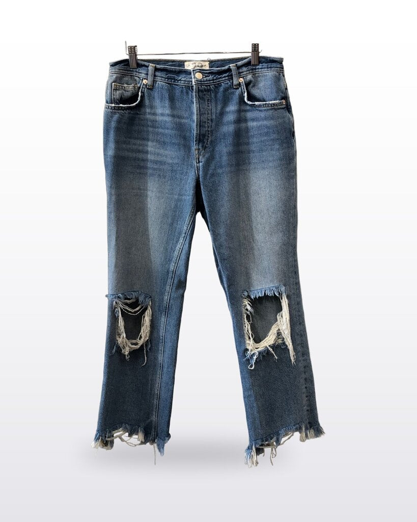 Free People We The Free Distressed Straight Leg Jeans sz 29