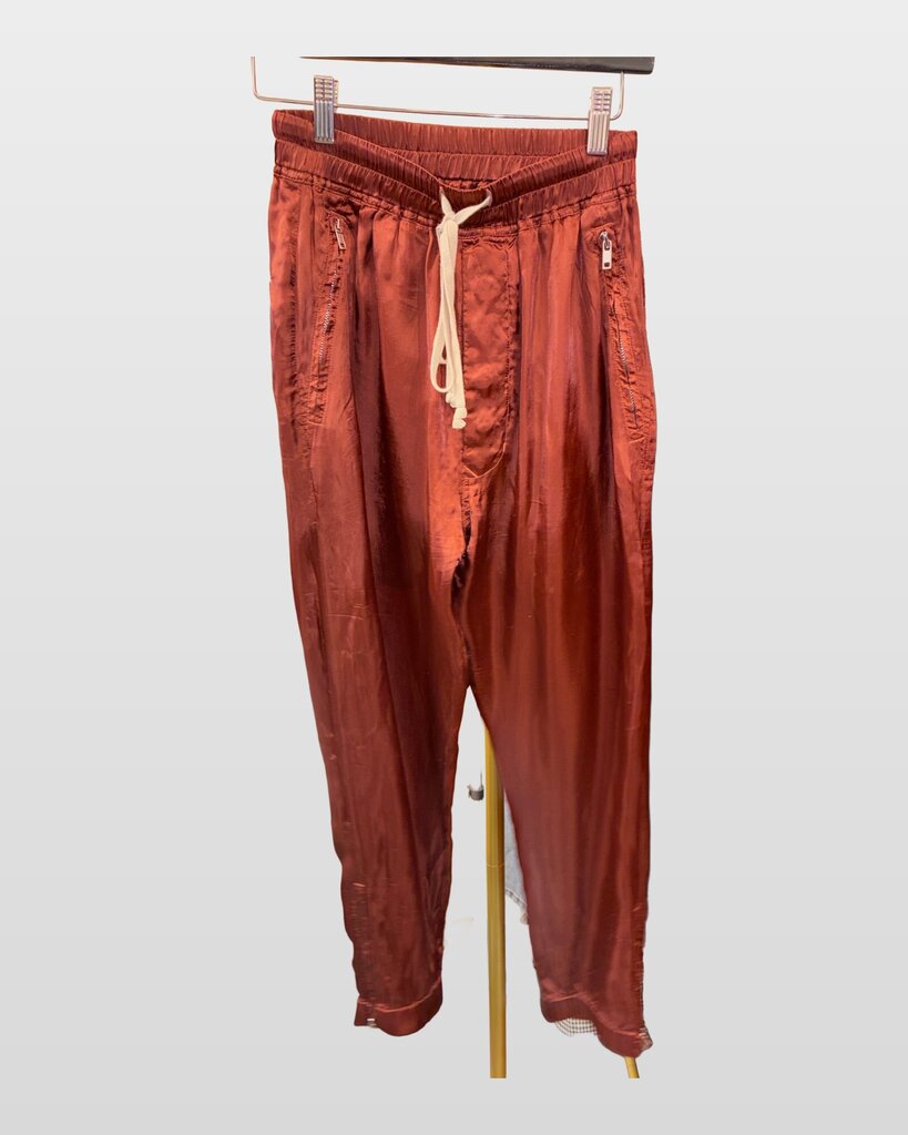 Rick Owens FW19 Larry Burnt Pink Cupro Drawstring Tapered Pants sz 4