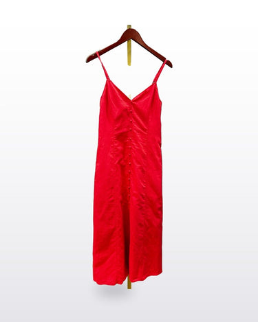 Paige Red Button-Front Spaghetti Strap Midi Dress sz 2