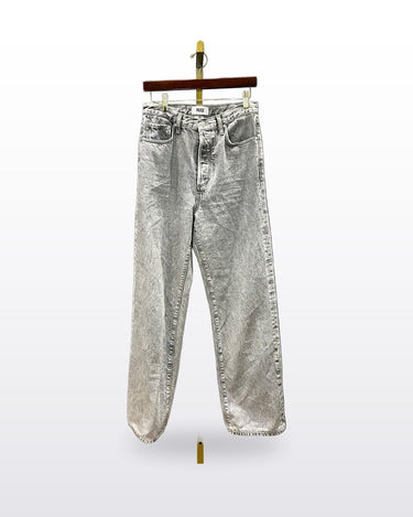 Paige Gray Acid-Wash Straight-Leg Jeans sz 27