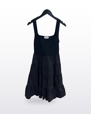 Tanya Taylor Black Knit Tiered Sleeveless Mini Dress sz M