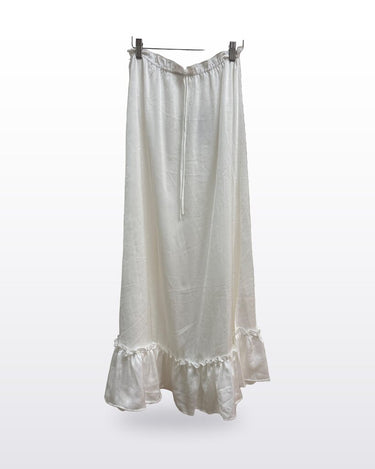 12th Tribe White Ruffle-Hem Long-Sleeve Dress sz M