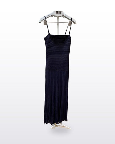 COS Navy Ribbed Knit Pleated Maxi Dress sz S