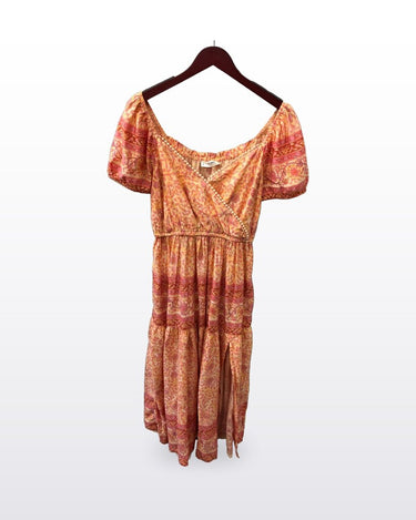 Lucky Brand Floral Print Tiered Midi Dress sz S