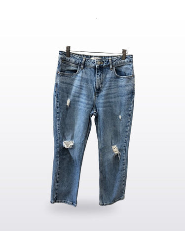 Wrangler High Rise Rodeo Straight Crop Distressed Jeans sz 6/28