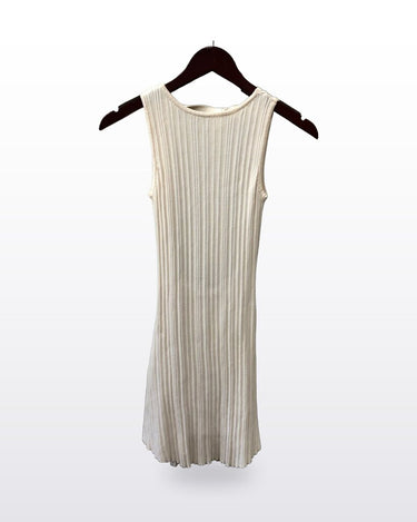 Princess Polly Cream Ribbed Knit Sleeveless Open Back Mini Dress sz 4