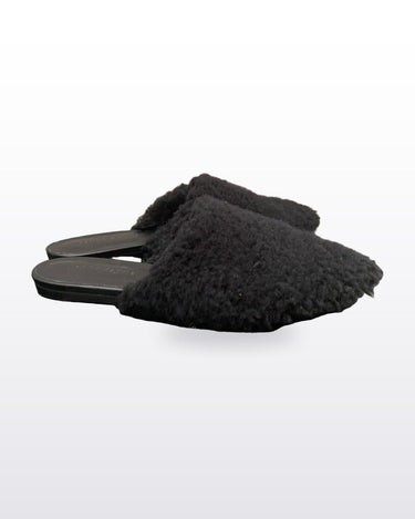 Jenni Kayne Black Shearling Pointed Toe Flat Mules Size 39 sz 39
