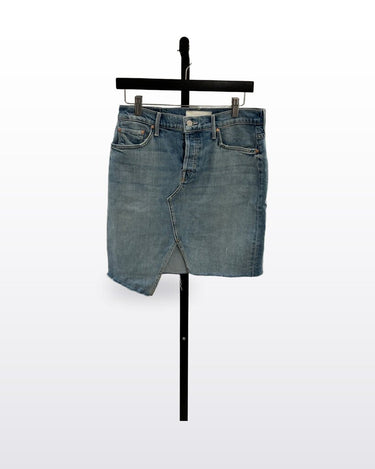 Mother Superior Asymmetrical Raw Hem Denim Mini Skirt sz 29