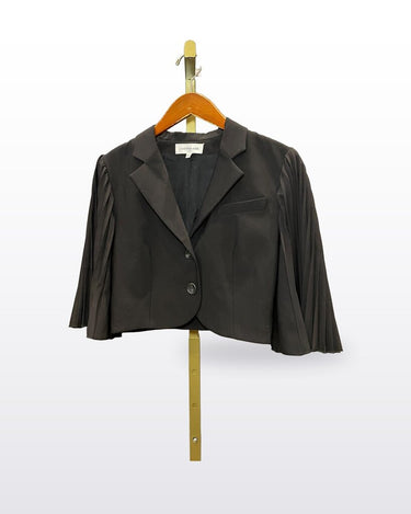 Cottonade Paris Black Cropped Pleated Sleeve Blazer Jacket sz 38