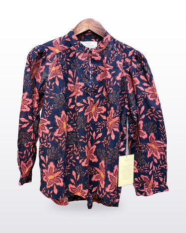 Trovata Birds of Paradis Floral Long-Sleeve Blouse sz EXTRA SMALL
