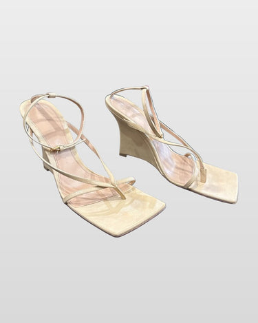 Bottega Veneta Square-Toe Strappy Wedge Sandals sz 40