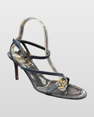 Dior Blue Denim Strappy Stiletto Sandals sz 41