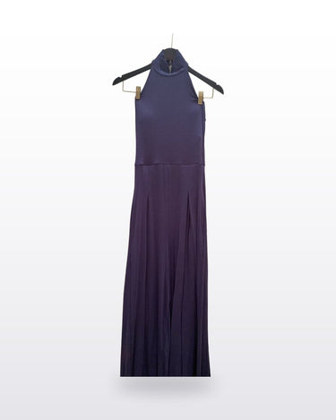 POPFLEX Purple Ribbed Halter Neck Wide Leg Jumpsuit sz S