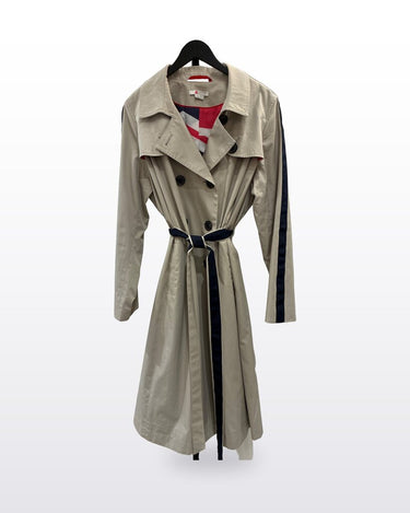 Boden Beige Cotton Trench Coat with Union Jack Lining sz US 18R