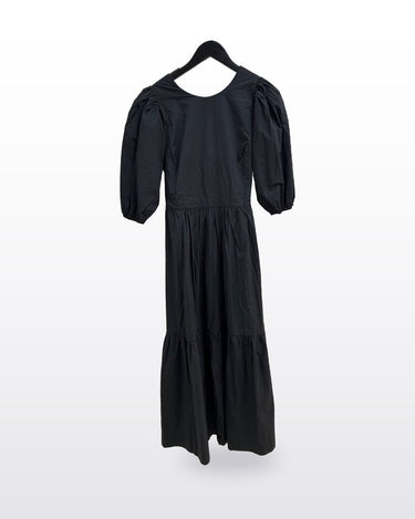 Birds of Paradis Black Tie-Back Tiered Maxi Dress sz Small