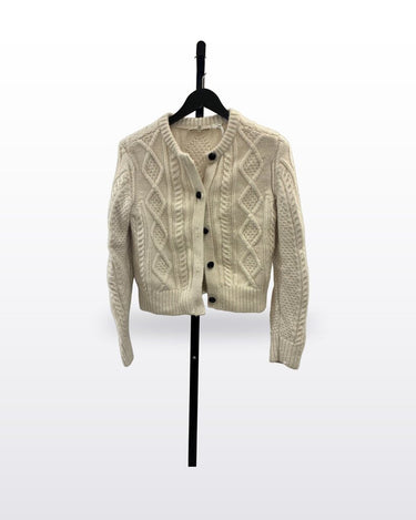 FRAME Cable Knit Button Front Cardigan sz M
