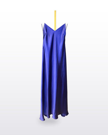 Zara Royal Blue Satin Sleeveless Maxi Slip Dress sz S