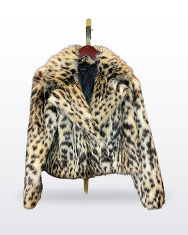 Majorelle Faux Fur Leopard Print Cropped Jacket sz S
