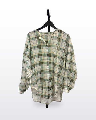 FRAME Green Plaid Long Sleeve Blouse sz XS/TP