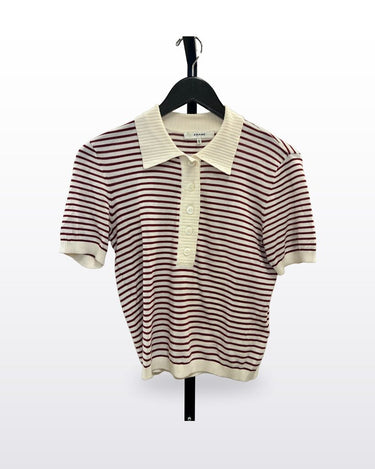 FRAME Striped Knit Polo Short Sleeve Top sz XS/TP