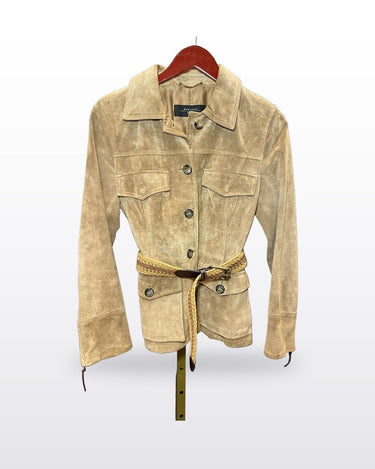 Weekend Max Mara Tan Suede Belted Safari Jacket sz 6