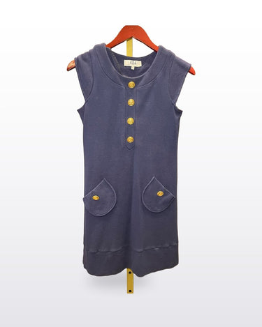 Tibi Navy Blue Cap Sleeve Button Front Shift Dress sz XS
