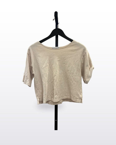 Apiece Apart Beige Short Sleeve Cropped Top sz M
