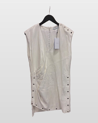 IRO Natural White Leather Jeane Sleeveless Mini Dress sz 40
