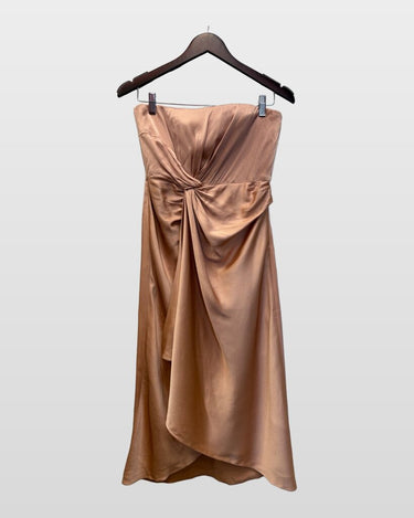A.L.C. Strapless Draped Satin Midi Dress sz 2