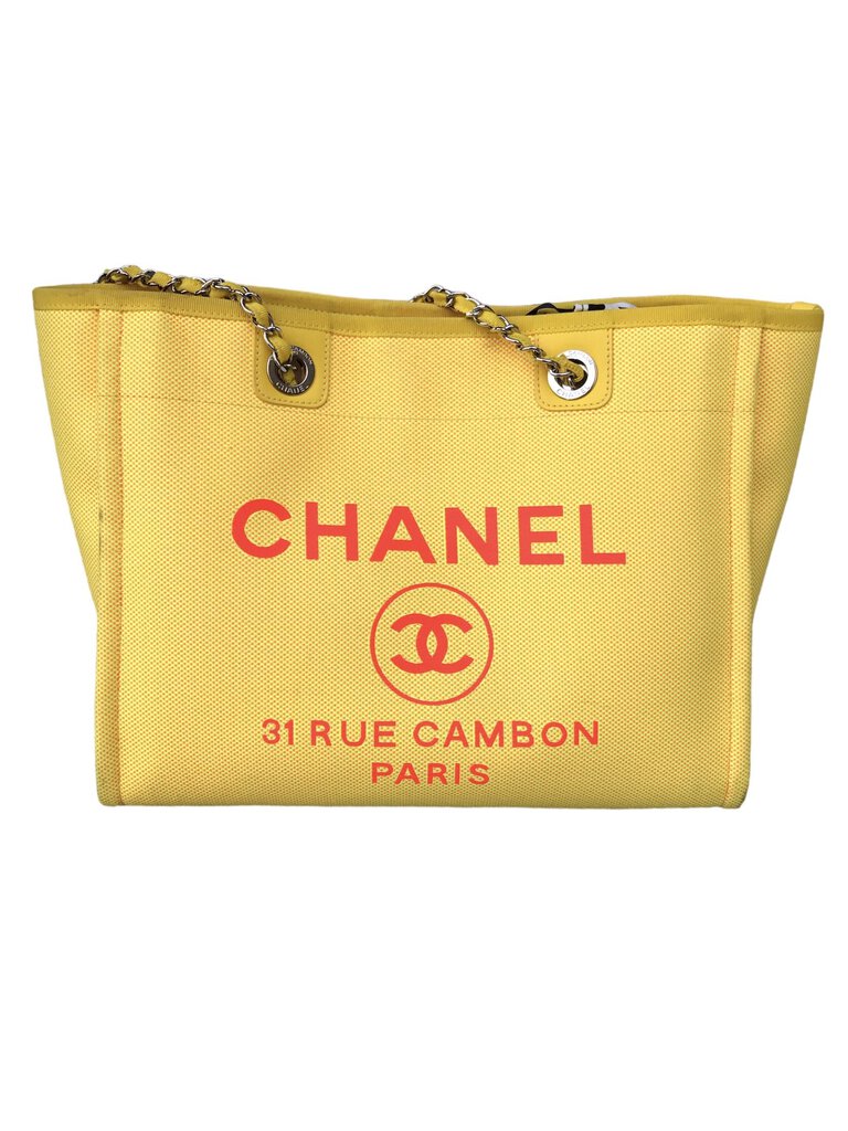 Chanel Deauville Yellow Shopping Tote