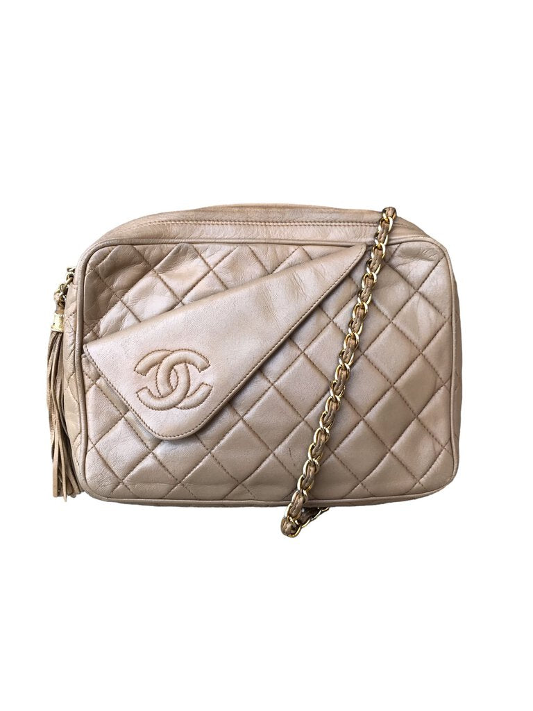 Chanel Beige Quilted Shoulder Bag