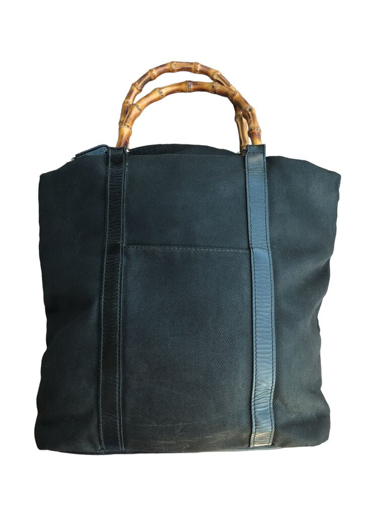 Gucci Nylon Tote Bag With Bamboo Handles