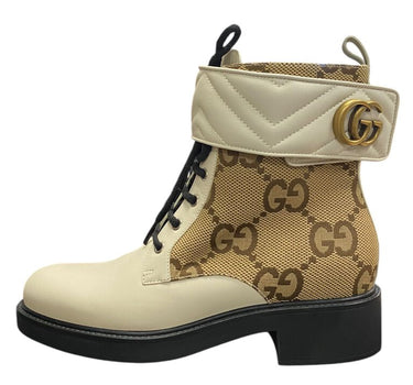 Gucci Monogram and Leather Ankle Boots Size U.S. 9.5 / E.U. 40.5***