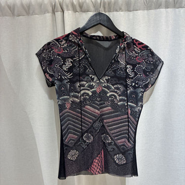 Vivienne Tam Short Sleeve Mesh Top - Size Small