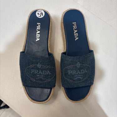 Prada Denim Platform Slides - Size 39