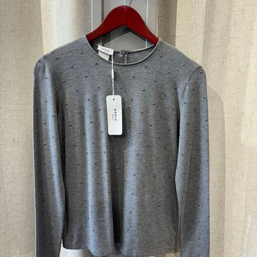 AKRIS Grey Beaded Long Sleeve Top