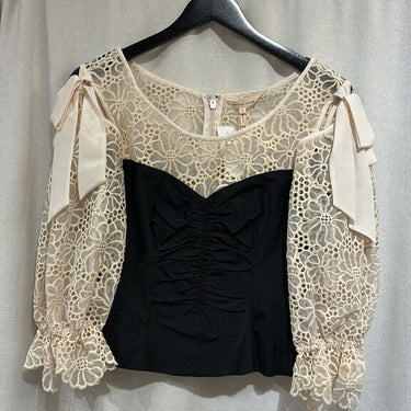 Rebecca Taylor Cream and Black Blouse