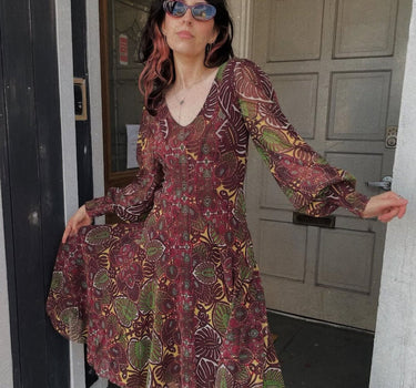 Jean Paul Gaultier Vintage Mesh/Leaf Print Dress