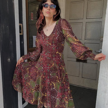 Jean Paul Gaultier Vintage Mesh/Leaf Print Dress