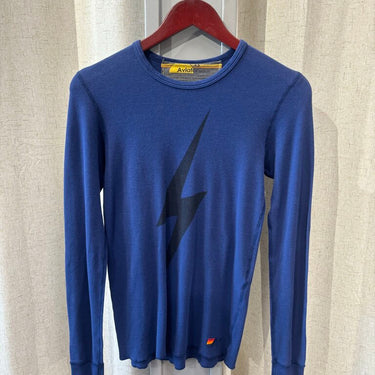 Aviator Nation Blue Thermal Lighting Bolt Top