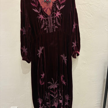 Johnny Was Velvet Embroidered Dress