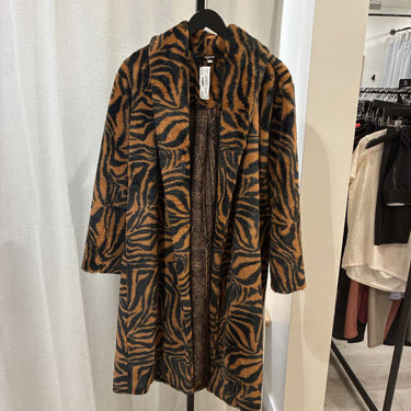 Johnny Was Tiger Print Faux Fur Coat
