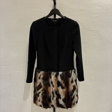 Trina Turk Half Fur Black button down Coat